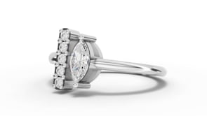 0.32 Ct Marquise Lab Diamond Accent Ring 0.25 Ct Center