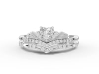 0.39 Ct Heart Lab Diamond Accent Ring Set 0.25 Ct Center