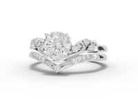 1.11 Ct Round Diamond Engagement Ring with Vintage Chevron Band