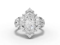 1.23 Ct Marquise Halo Engagement Ring with Vintage Band