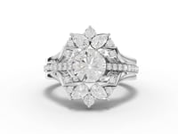 1.65 Ct Round Lab Grown Diamond Halo Ring with Floral Accents