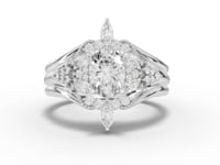 1.04 Ct Oval Lab Diamond Halo Ring with Accents Band Set 0.75 Ct Center