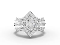 1.37 Ct Marquise Halo With Side Stone Band 1.00 Ct Center
