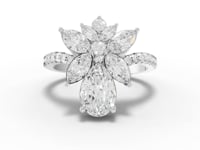 2.05 Ct Pear & Marquise Floral Lab Diamond Cluster Ring with Accent Band
