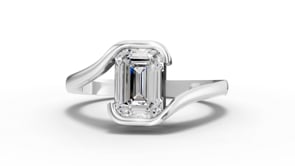 1.50 Ct Emerald Solitaire Lab Grown Diamond Bypass Ring 1.50 Ct Center