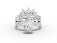 3.25 Ct Marquise Lab Diamond Floral Halo Ring with Accent Set 2.50 Ct Center