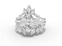 2.85 Ct Oval Lab Diamond Halo Ring with Marquise Accents Set 2.00 Ct Center