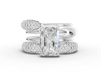 3.68 Ct Radiant Lab Diamond Hidden Halo Ring with Accents Set 3.00 Ct Center