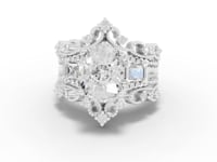3.89 Ct Cushion Halo With Side Stone Band Set 3.00 Ct Center