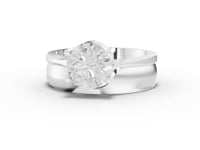 1.50 Ct Round Lab Diamond Wide Band Solitaire Ring Set 1.50 Ct Center