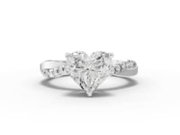 2.20 Ct Heart Lab Diamond Ring with Crossover Pavé Band 2.00 Ct Center