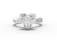 3.20 Ct Heart Lab Diamond Ring with Crossover Pavé Band 3.00 Ct Center