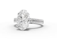 3.21 Ct Oval Lab Diamond Ring with Double Pavé Band 3.00 Ct Center