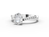 1.20 Ct Oval Lab Diamond Ring with Crossover Pavé Band 1.00 Ct Center