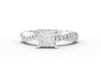 1.20 Ct Princess With Side Pavé Band 1.00 Ct Center