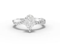 1.20 Ct Pear Lab Diamond Ring with Crossover Pavé Band 1.00 Ct Center