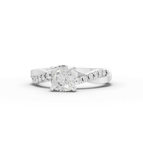 1.20 Ct Cushion With Side Pavé Band 1.00 Ct Center