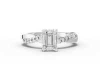 1.20 Ct Emerald Lab Diamond Ring with Crossover Pavé Band 1.00 Ct Center