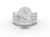 3.17 Ct Oval Halo With Side Stone Band Ring 2.00 Ct Center