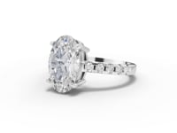 3.30 Ct Oval Solitaire Lab Diamond Pavé Ring 3.00 Ct Center