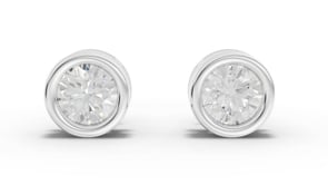 0.50 Ct Each Round Bezel Lab Grown Diamond Stud Earrings 0.50 Ct Center