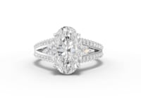3.75 Ct Oval Solitaire Lab Diamond Hidden Halo Pavé Ring 3.00 Ct Center