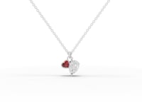 2.58 Ct Pear Lab Grown Diamond Dual Heart Ruby Pendant 2.00 Ct Center