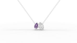 2.04 Ct Dual Pear Diamond & Amethyst Pendant Necklace