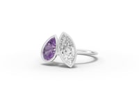 2.00 Ct Amethyst & Marquise Lab Diamond Toi et Moi Ring