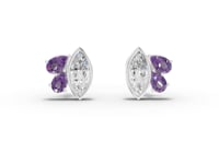 1.63 Ct Marquise Diamond & Amethyst Cluster Stud Earrings
