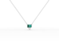 1.09 Ct Emerald Cut Lab Grown Emerald & Diamond Pendant Necklace