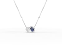 2.26 Ct Blue Sapphire & Diamond Two Stone Pendant Necklace