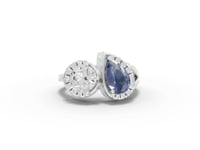2.25 Ct Blue Sapphire & Lab Diamond Toi et Moi Halo Ring