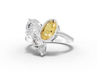 2.50 Ct Lab Grown Yellow Diamond Trio Statement Ring