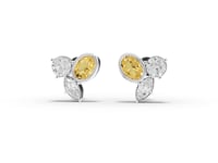 1.40 Ct Oval Citrine Birthstone Lab Grown Diamond Stud Earrings