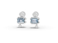 2.42 Ct March Birthstone Aquamarine Diamond Drop Earrings