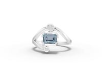 1.11 Ct Emerald Aquamarine Bypass Lab Diamond Ring 1.00 Ct Center