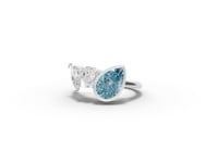 2.82 Ct Aquamarine Three Stone Ring with Bezel Pear Setting 2.00 Ct Center