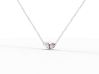 1.00 Ct Minimal Two Stone Pink Toumailne Diamond Pendant Necklace