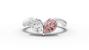 1.00 Ct Pear Pink Toumailne Two-Stone Bypass Setting Lab Diamond Ring