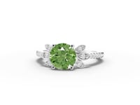 1.64 Ct Round Lab Diamond Emerald Floral Halo Pavé Band 1.50 Ct Center