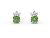 1.64 Ct Round Lab Diamond Emerlad Stud Earrings Leaf Halo Style