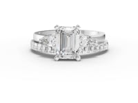 1.36 Ct Emerald Lab Diamond Bridal Set with Accent Band 1.00 Ct