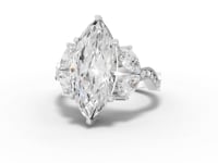3.75 Ct Marquise Solitaire Ring with Split Wave Pavé Band 3.00 Ct Center