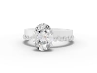 2.31 Ct Oval Cut Lab Diamond Solitaire Ring with Beaded Band 2.00 Ct Center
