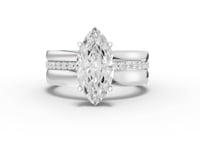 2.18 Ct Marquise Lab Diamond Wide Band Ring with Accent Band 2.00 Ct Center
