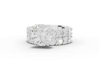 5.34 Ct Round Lab Diamond Half Eternity Ring with Hidden Halo 3.00 Ct Center