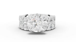 7.27 Ct Round Lab Diamond Half Eternity Ring with Hidden Halo 4.00 Ct Center