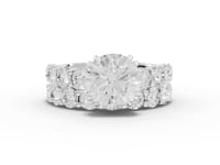 6.30 Ct Round Lab Diamond Half Eternity Ring with Hidden Halo 3.00 Ct Center