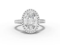 2.50 Ct Oval Lab Diamond Halo Ring with Pavé Band 2.00 Ct Center